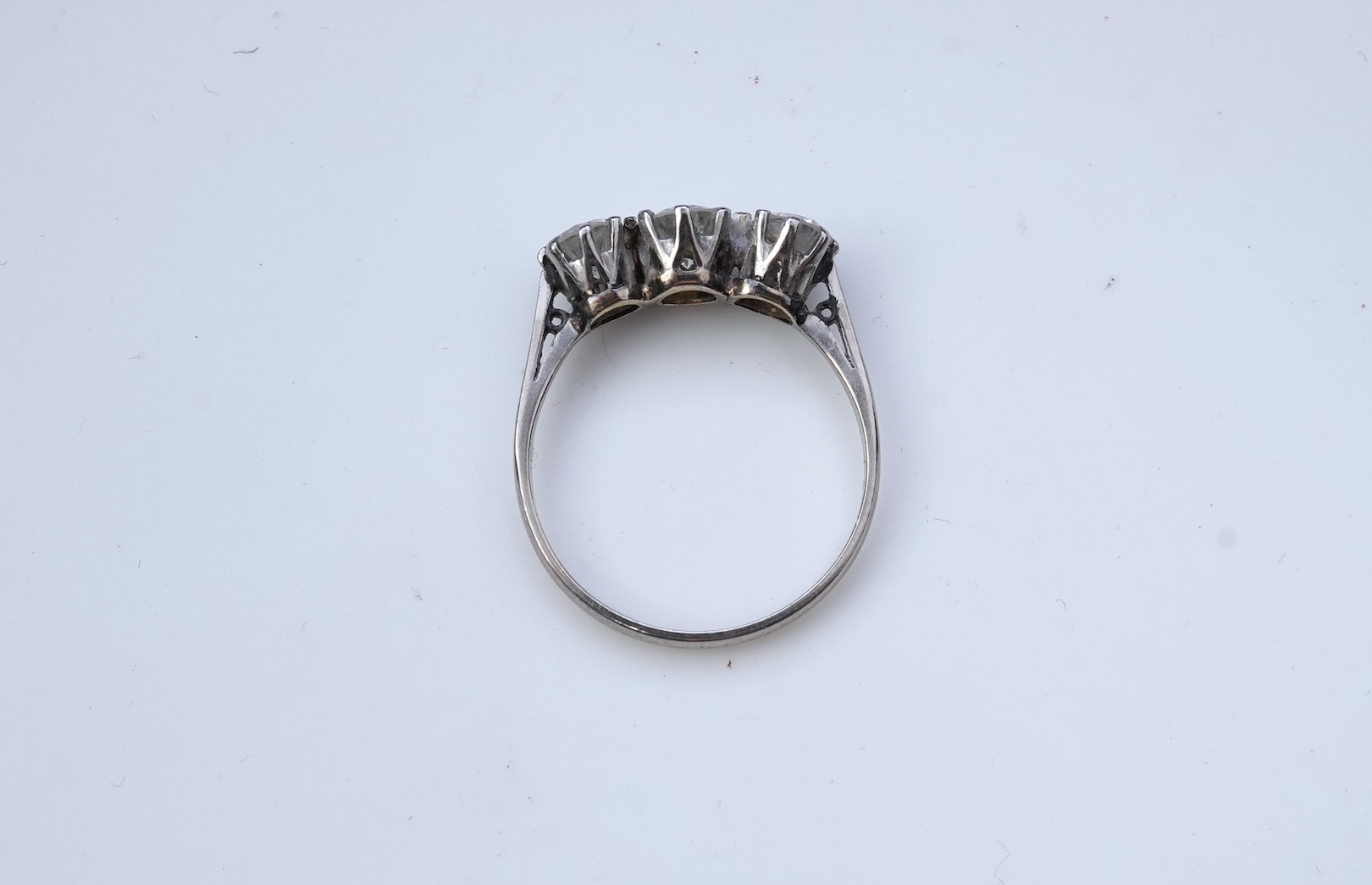 A three-stone diamond ring